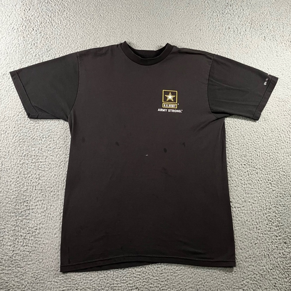 US Army Strong PT T-Shirt Black L UNICOR Govt Issue Military Surplus Thrashed